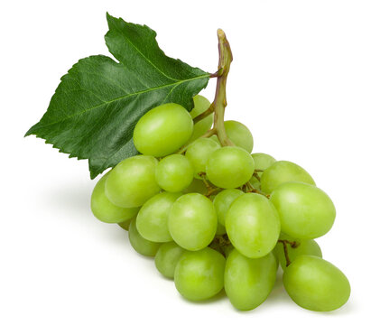 Ripe juicy sweet green grapes bunch isolated on white background