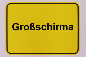 Illustration eines Stadteingangsschildes der Stadt Großschirma