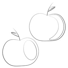 Single element Apple. Draw illustration black and white
