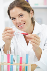 happy female lab worker