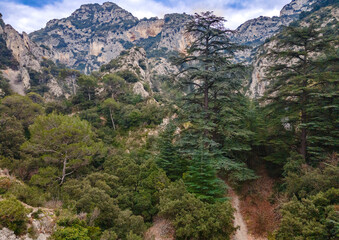 mountains as seen from the flight of the drone