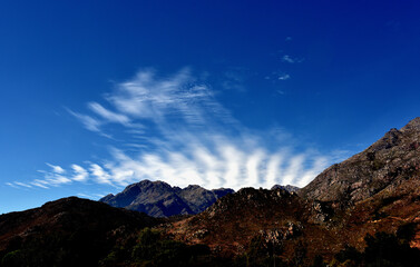 Fototapeta na wymiar A good cloud pattern over the Matroos Mountain in the Karoo South Africa