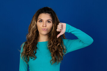 Portrait of beautiful caucasian girl with curly hair