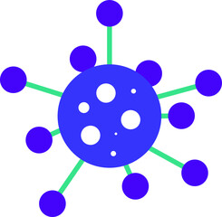 Coronavirus Bacteria Cell Icon, 2019-nCoV, Covid-2019, Covid-19 Novel Coronavirus Bacteria. No Infection and Stop Coronavirus Concepts. Dangerous Coronavirus Cell in China, Wuhan. Isolated Vector Icon