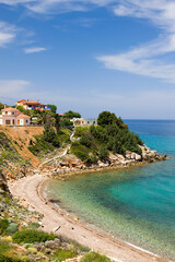 Agios Nikolaos beach, in Samos island, Aegean sea, Greece.