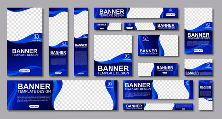 set of creative web banners of standard size with a place for photos. Modern template design