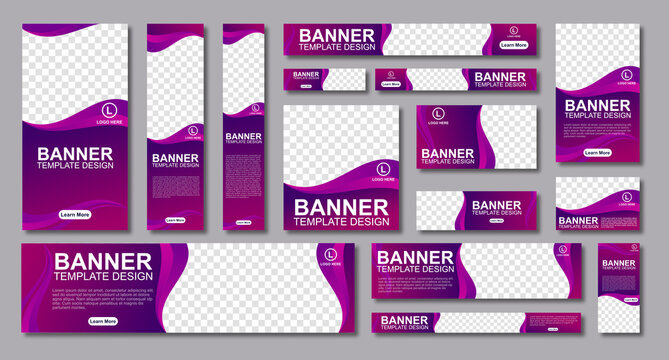 set of creative web banners of standard size with a place for photos. Modern template design