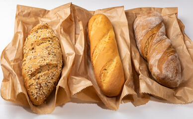 Freshly baked delicious bread, ciabatta, loaf with seeds