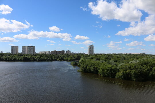 moscow khimki river summer panorama