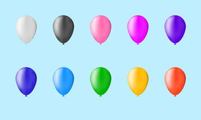 Set of 10 baloons colored with gradient mesh.