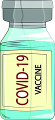 Isolated icon of Covid-19 vaccine ampoule in line. simple medicine bottle with a vaccine against the virus