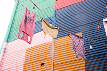 Clothes in the sun, with beatifull colors on the backgrounds