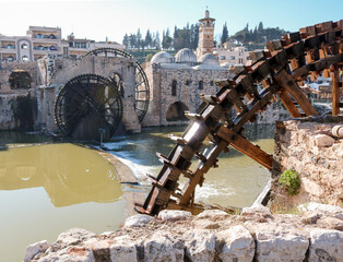 Old waterwheels irrigation in Hama, Syria