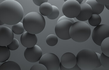 Abstract background of white balls, opposite to a bright surface. 3D render