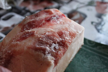 close-up of lard on the kitchen table