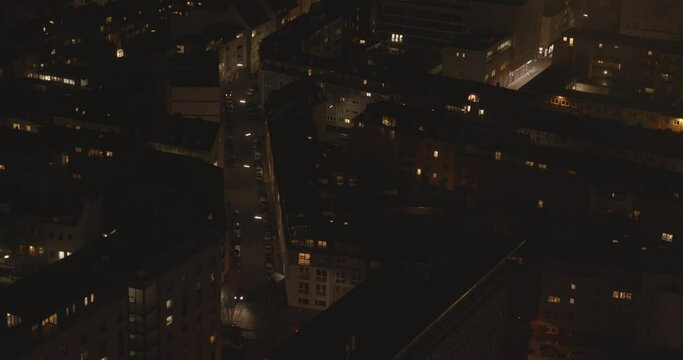 Cologne at night, aerial view, Deutz, residential district, industry, street, traffic, Jan 2020, K&ouml;ln bei Nacht, Luftbild, Wohngebiet, Verkehr, urban, UHD, 4K, BMPCC4K