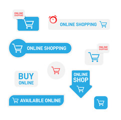 Set of stickers, labels and banners for online shop. Online shopping banner design. Vector illustration.
