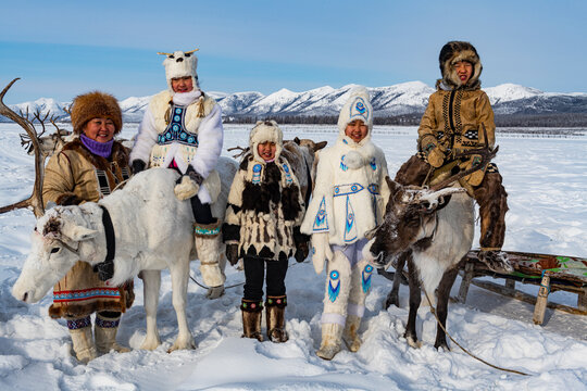 Evenk reindeer breeder family, Oymyakon, Sakha Republic (Yakutia), Russia
