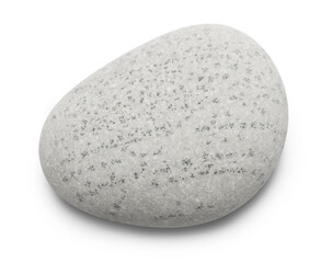 Pebble. Smooth gray sea stone isolated on white background with shadows, clipping path  for...