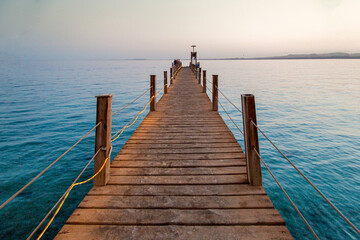 the pier on the sea at sunset, Egypt