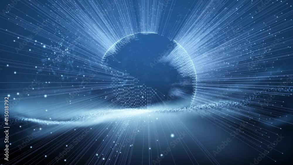 Wall mural 3d earth globe rotation on digital artificial intelligence cyberspace background