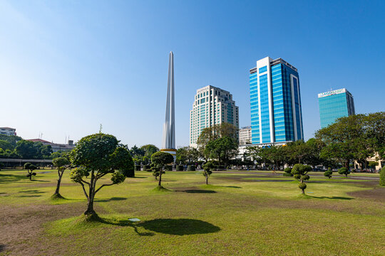 Obelisk in the Mahabandoola Garden, downtown Yangon (Rangoon)