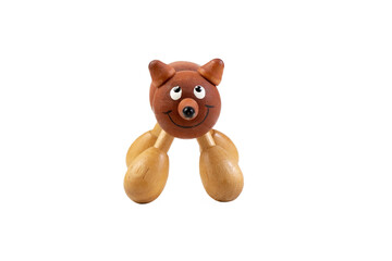 Wooden fox. Manual massager. Children's toy. Isolate on a white background.