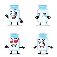 vector illustration of milk mascot collection set with expression theme
