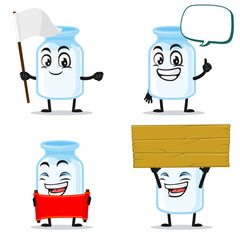 vector illustration of milk mascot collection set with blank sign theme