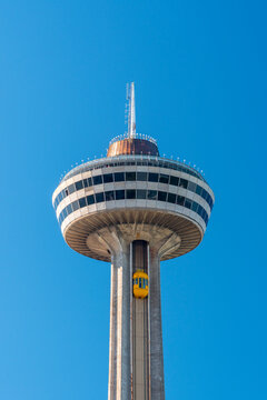 Yellow Bug elevators (lifts). Skylon Tower, Niagara Falls, Ontario, Canada