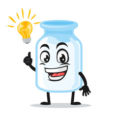 vector illustration of milk mascot got idea