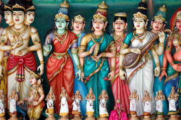 A sculptural frieze depicting Hindu deities, Sri Mahamariamman Hindu Temple, Kuala Lumpur