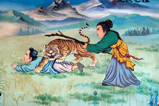 Zen painting, Taming the tiger within, Thean Hou Temple, Kuala Lumpur