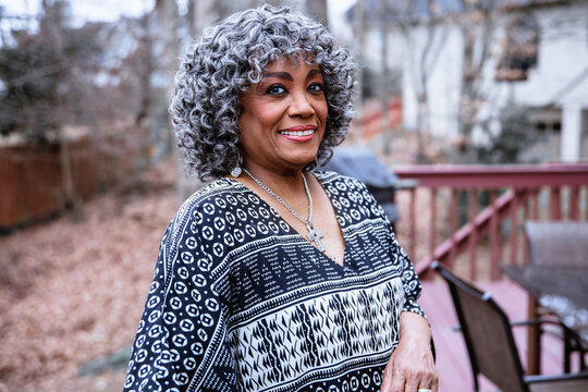 Portrait Of Senior Citizen Woman With Grey Hair