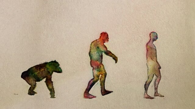 Human Evolution Main Stages Timeline Painting Style Seamless Loop