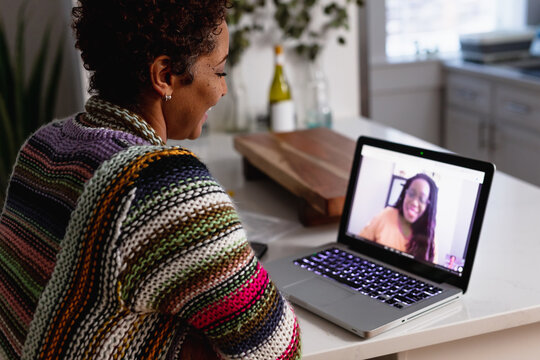 Black woman video chat with client remotely, consultant