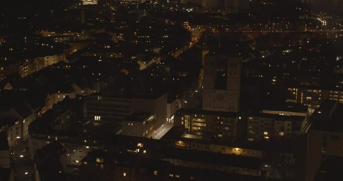 Cologne at night, aerial view, Deutz, residential district, industry, street, traffic, Jan 2020, K&ouml;ln bei Nacht, Luftbild, Wohngebiet, Verkehr, urban, UHD, 4K, BMPCC4K