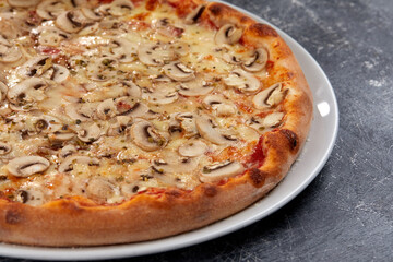 fresh pizza on the white plate