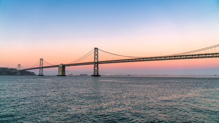 Fototapeta na wymiar Panoramic view of San Francisco Bay bridge, California, United States