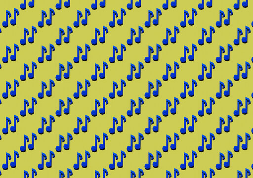 Pattern of blue origami notes against yellow background