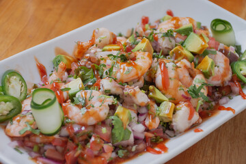 Ceviche de camarón y pulpo