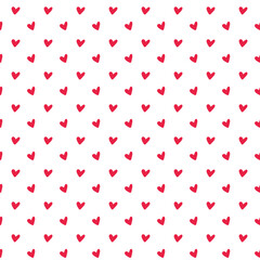 Simple romantic vector seamless pattern. Red heart dynamic background. Great for postcards, invitations, celebrations, weddings.