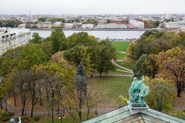 Fototapeta premium Saint Petersburg - November, 2020 Stunning Panoramic View Senate Square from the observation platform of the Cathedral of St. Isaac. The most popular sightseeing of the North capital of Russia for