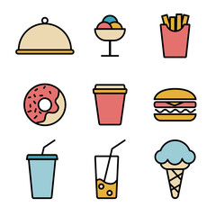 Simple set food icons in trendy line style isolated on white background for web apps and mobile concept. Vector Illustration EPS10