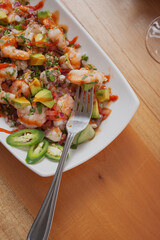 Ceviche de camarón y pulpo