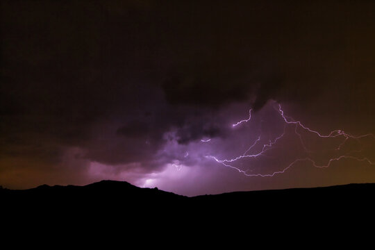 night landscape with storm lightning