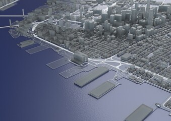 Big city . illustration in casual graphic design. fragments of new york 3d render