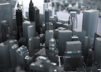 Big city . illustration in casual graphic design. fragments of new york 3d render