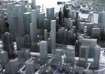 Obraz premium Big city . illustration in casual graphic design. fragments of new york 3d render