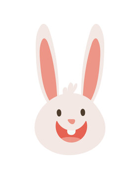 cute little rabbit head happy character